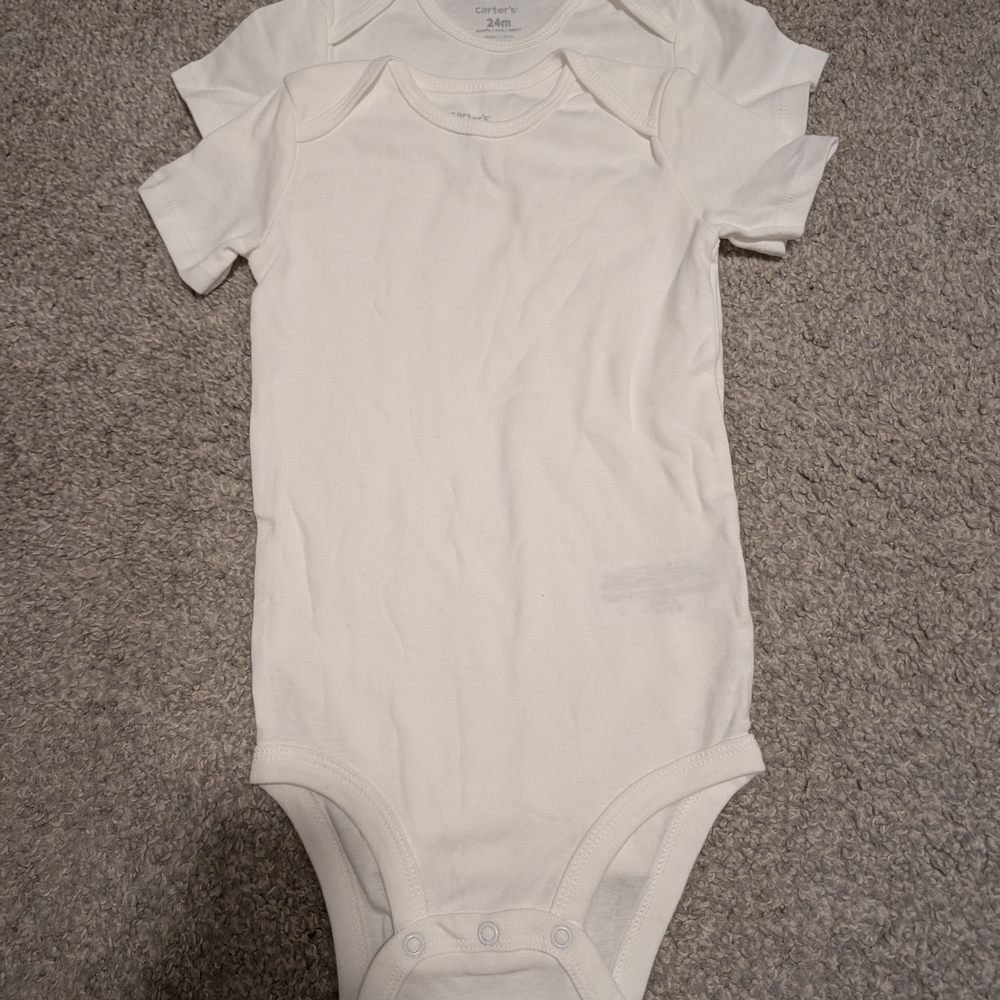 3 For $12 Carter's Cream Baby Bodysuit Set